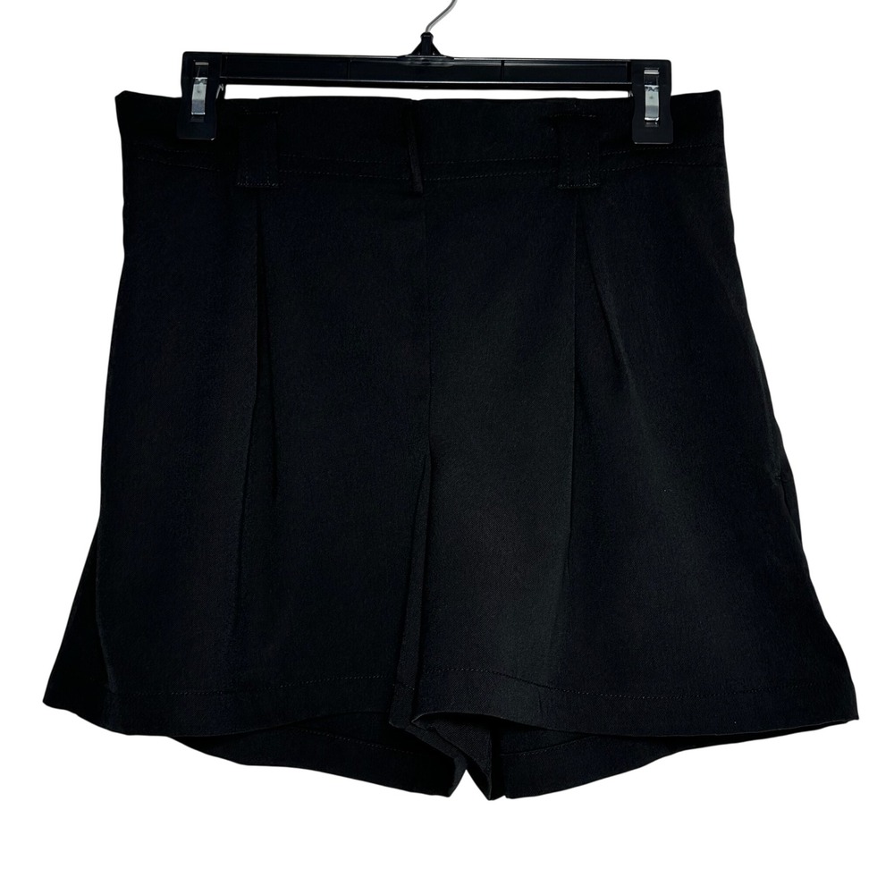 Max Studio Womens Black Pleated High Rise Wide Leg Shorts Size M 1701G09